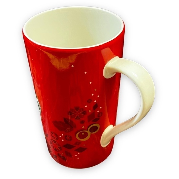 2013 Starbucks Christmas Tall 16oz Coffee Mug Ceramic Handle Red Holiday Design - Picture 4 of 9